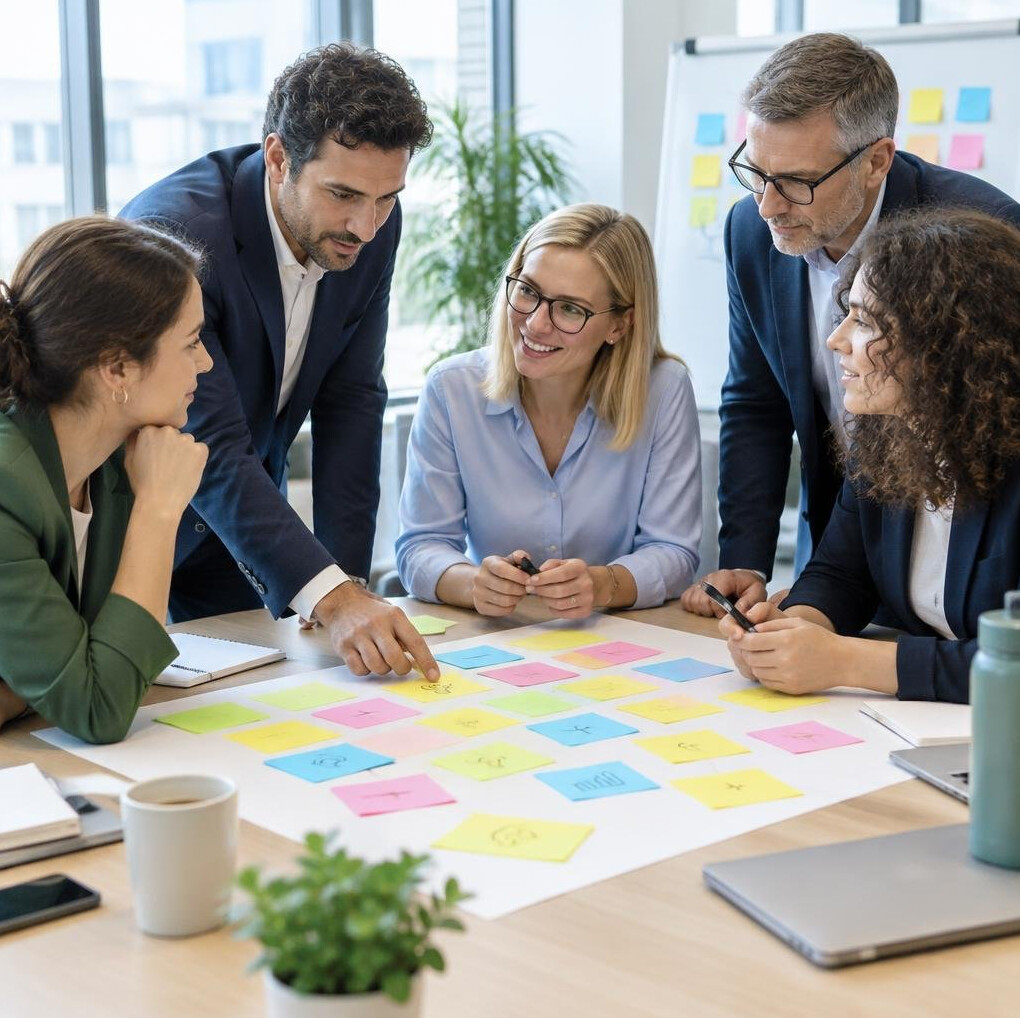 Group of executives in a collaborative workshop
